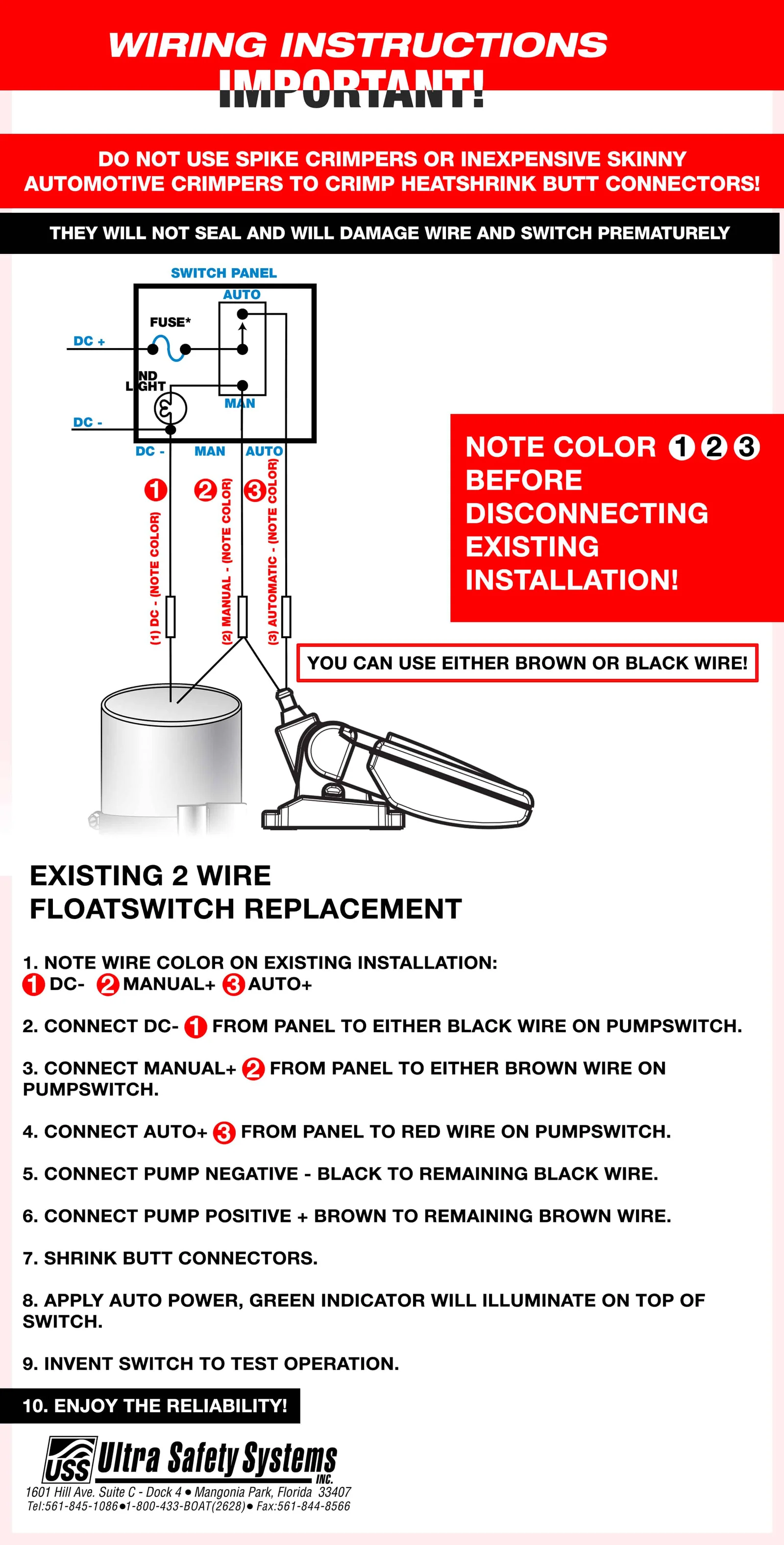 Pumpswitches Wiring Instructions