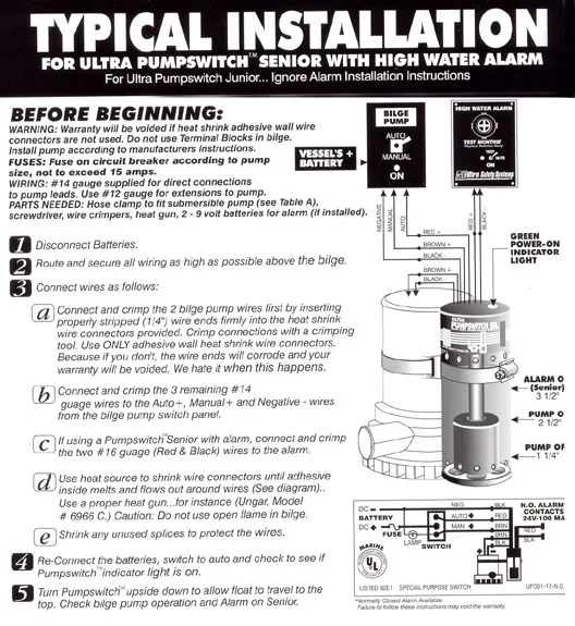 ULTRA Bilge Pumpswitch installed in a boat bilge